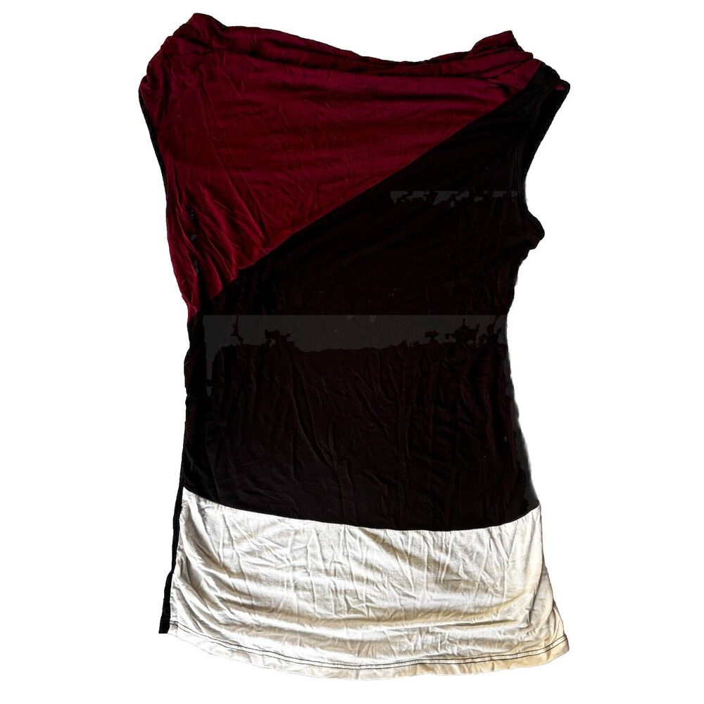 Bongo Top Sz L Red Black White Sleeveless Shirt Teens Y2K Color block Casual